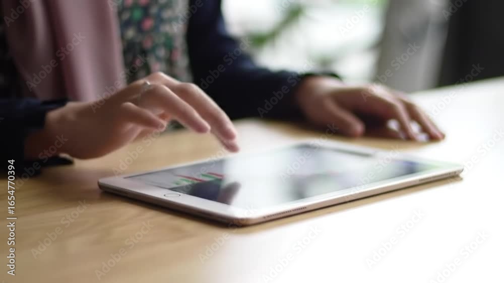 Focused individual utilizing a touch-screen tablet for digital tasks, highlighting modern technology and productivity in a casual environment. Focused individual utilizing a touch-screen tablet for digital tasks, highlighting modern technology and productivity in a casual environment.