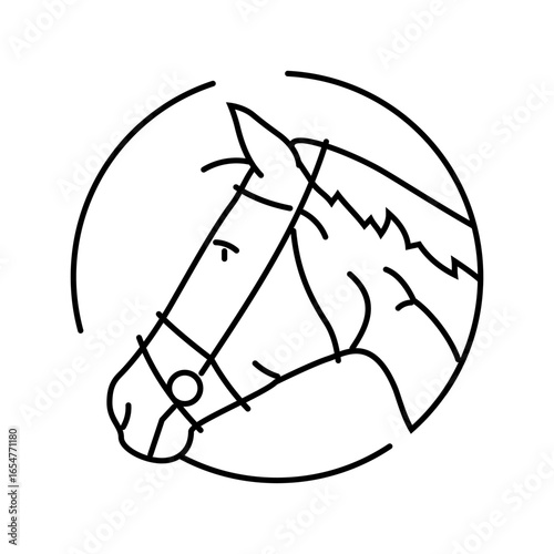 bridle horse breeding line icon vector illustration