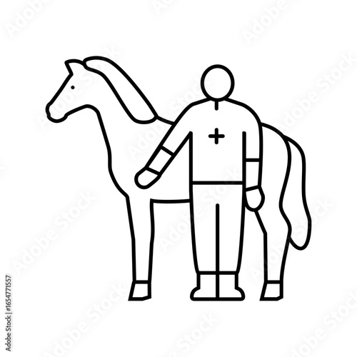 vet horse breeding line icon vector illustration