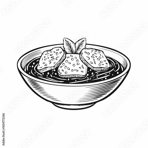 Sesame sauce fried meat image vector isolated on white background.