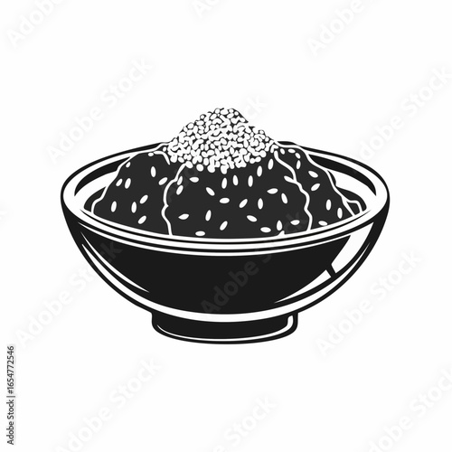 Black and white Sesame sauce fried meat image vector isolated on white background.