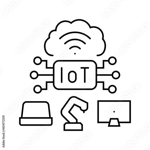 internet of things iot industry 5 line icon vector illustration