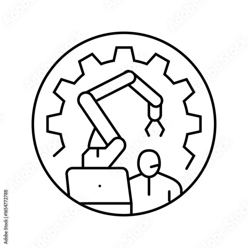 cobots collaborative robots industry 5 line icon vector illustration