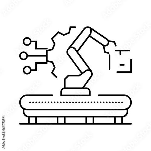 cyber physical systems industry 5 line icon vector illustration