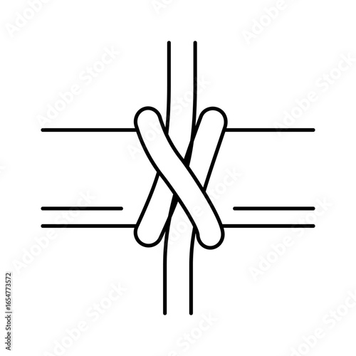 clove hitch nautical knot line icon vector illustration