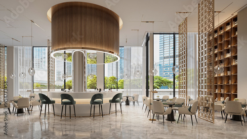 Luxury and Stylish Hotel Lobby, 3D Render