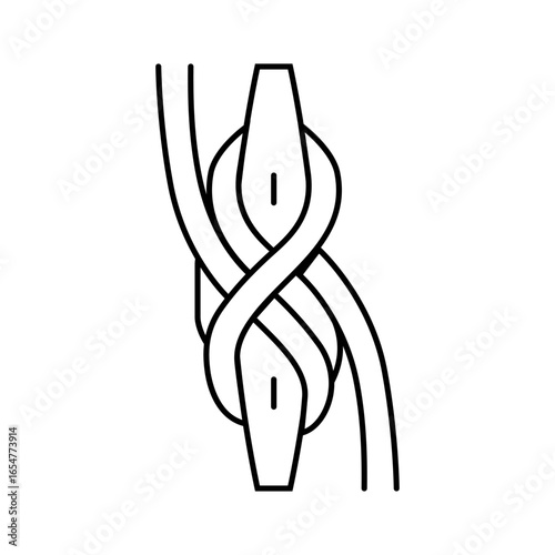 cleat hitch nautical knot line icon vector illustration