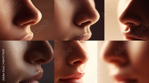 Female Nose Variations with Studio Lighting Close-Up