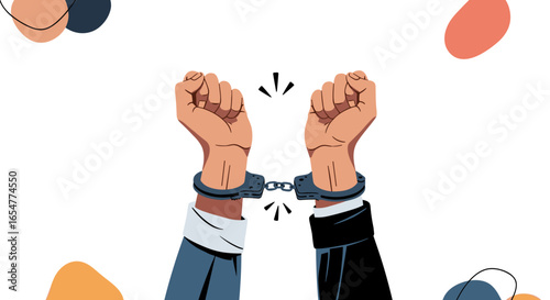 The hands of justice bound together representing collective restraint and accountability in the legal system
