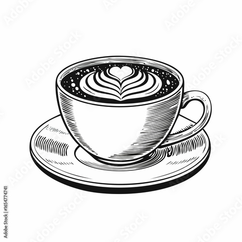 Cup of hot coffee latte image vector isolated on white background.