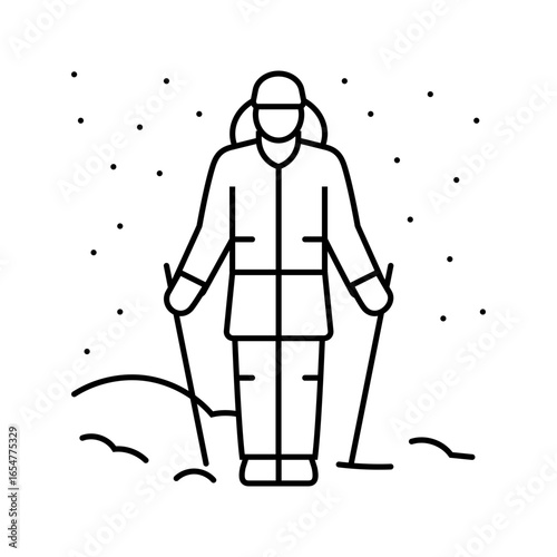 winter nordic walking line icon vector illustration