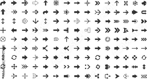 Vector art of collection of various arrow symbols and directions
