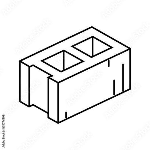 block cement concrete line icon vector illustration