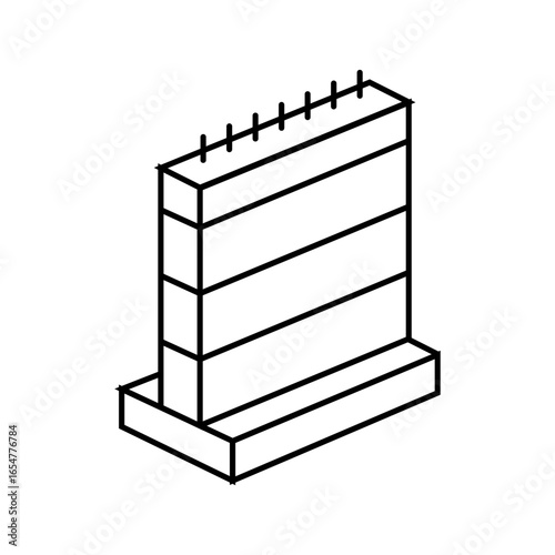 concrete wall construction cement line icon vector illustration