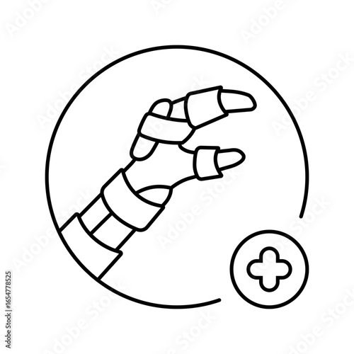 splinting limb first aid line icon vector illustration