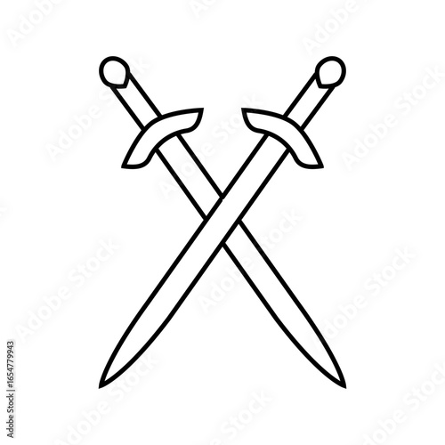 crossed swords heraldic line icon vector illustration