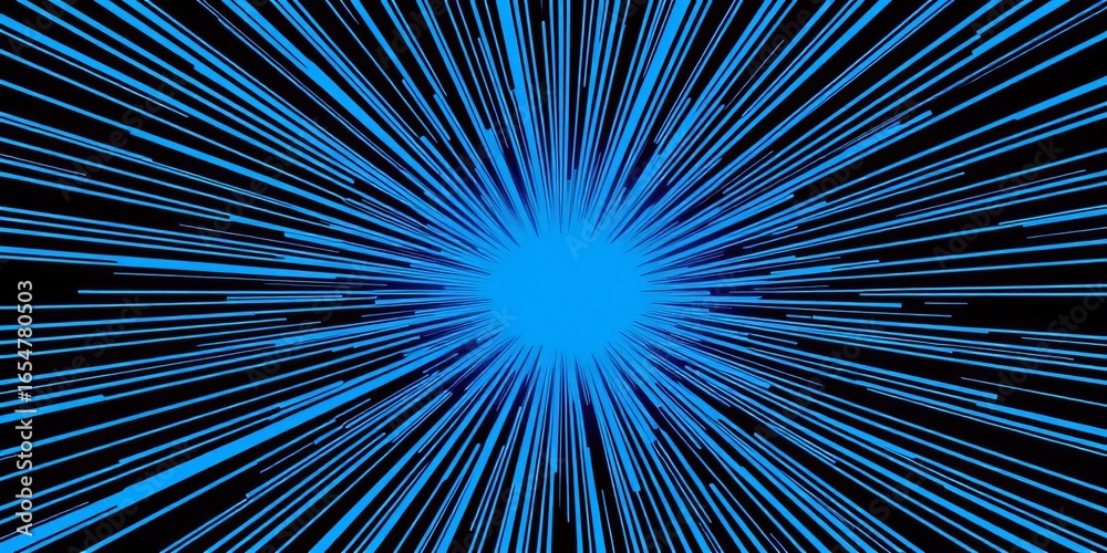 Obraz premium Abstract blue lines forming starburst, comic book style vector background for presentations, light, space