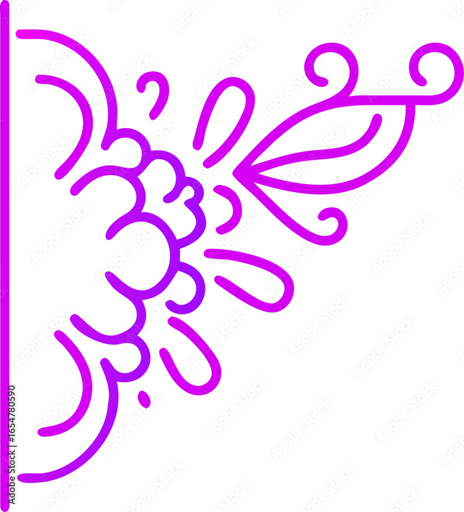 Obraz premium Half mandala silhouette design for corner decoration isolated on white background