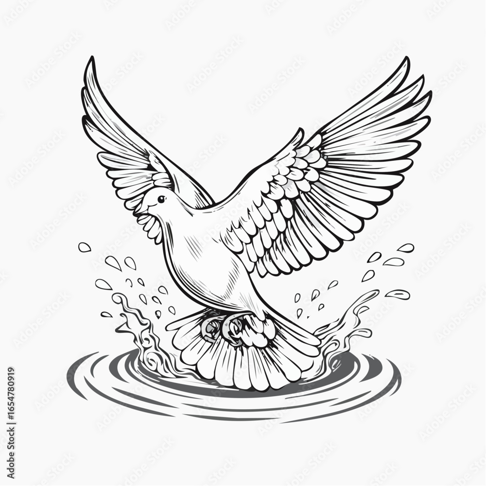 Fototapeta premium Dove Water Stock Illustrations image vector on white background.