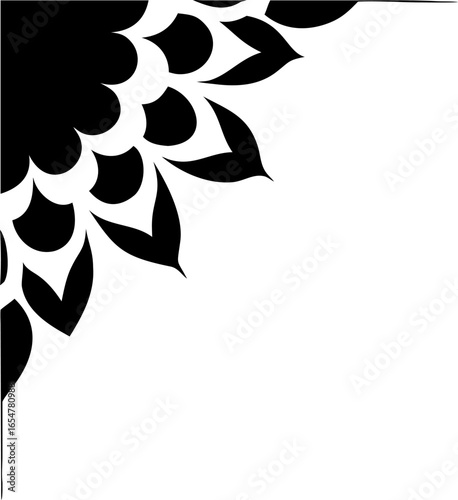 Half mandala silhouette design for corner decoration isolated on white background