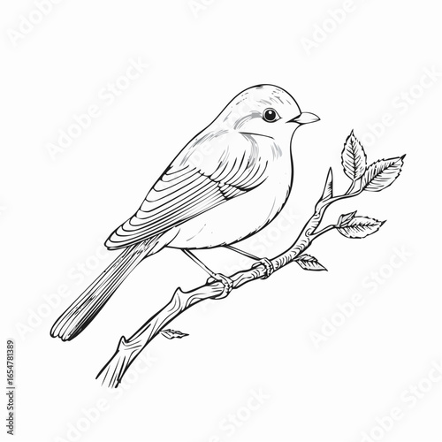 Common Cuckoo  Bird Sitting on Tree Branch Image Vector isolated on white background.