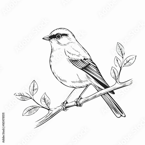 Common Cuckoo  Bird Sitting on Tree Branch Image Vector isolated on white background.
