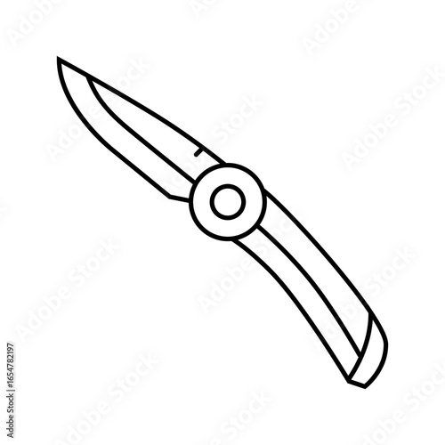 knife foldable rock climbing line icon vector illustration