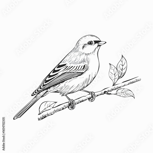 Common Cuckoo  Bird Sitting on Tree Branch Image Vector isolated on white background.