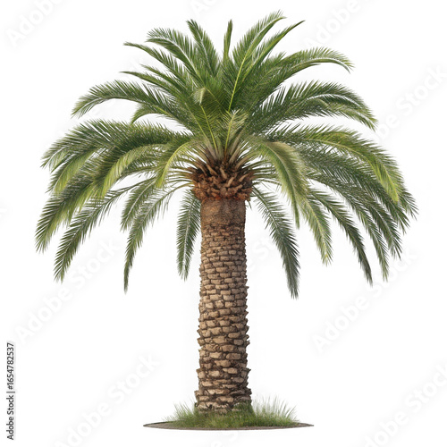 Majestic phoenix dactylifera palm tree against a black background