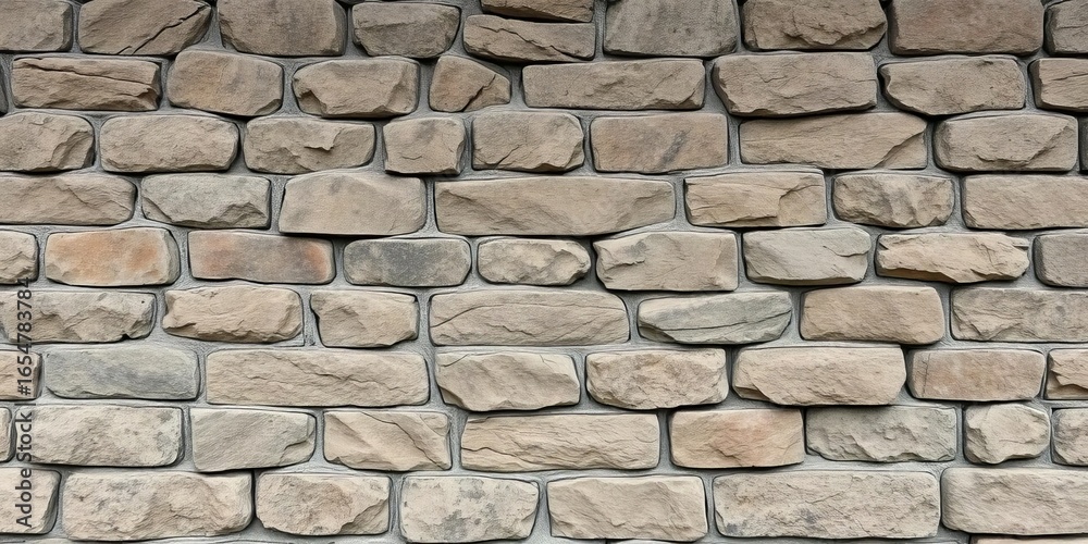 Fototapeta premium Rough-hewn square stone wall, dark corners, textured surface, granite, aged