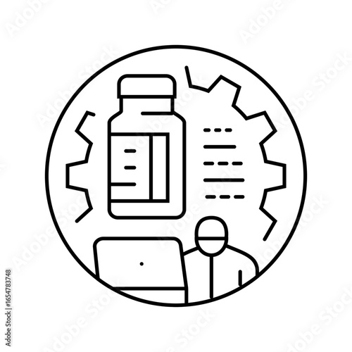 vaccine research line icon vector illustration