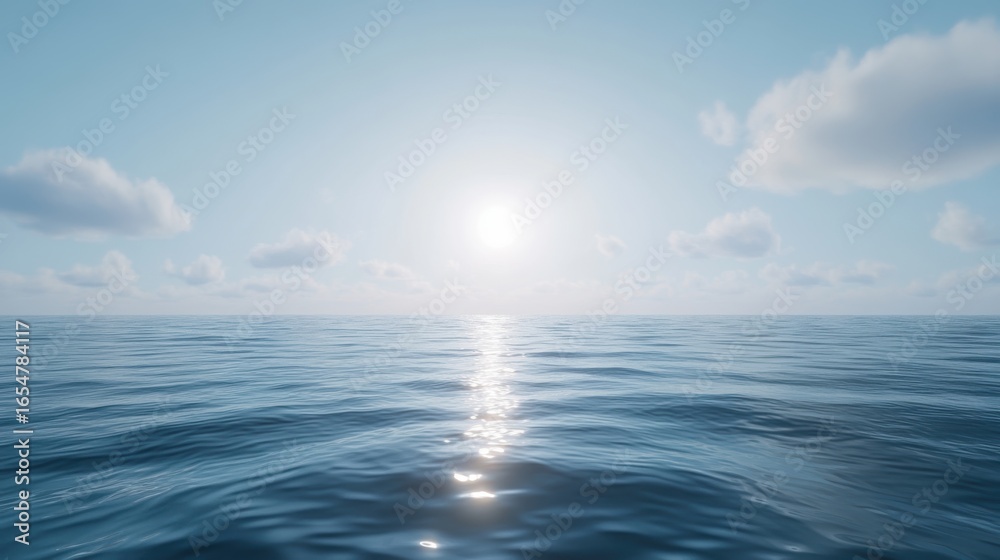 Obraz premium Tranquil ocean scene under a pale sky.