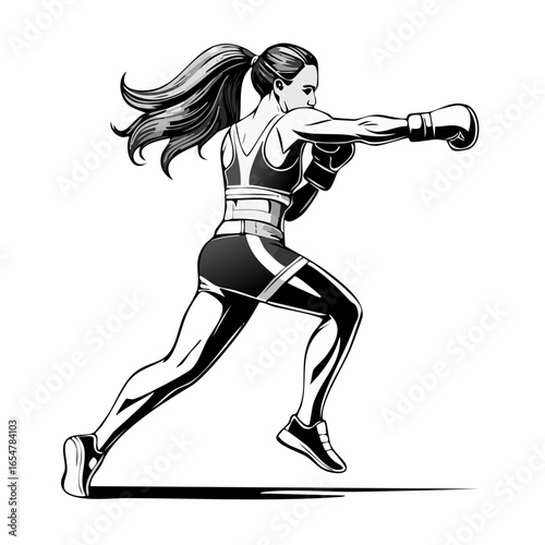 A Kickboxer in Action Delivering a Powerful Punch, Captured in a Dynamic Vector Illustration