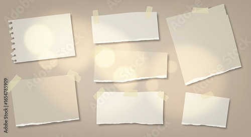 Wallpaper Mural Torn Beige Paper Sheets with Tape on Light Background Torontodigital.ca