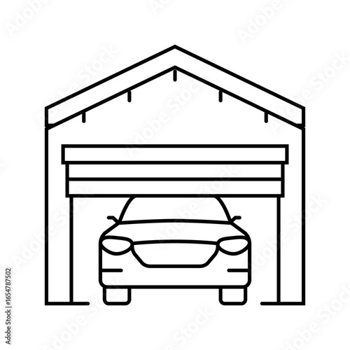 car inside garage line icon vector illustration