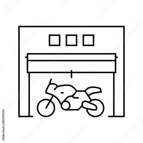 motorcycle garage line icon vector illustration