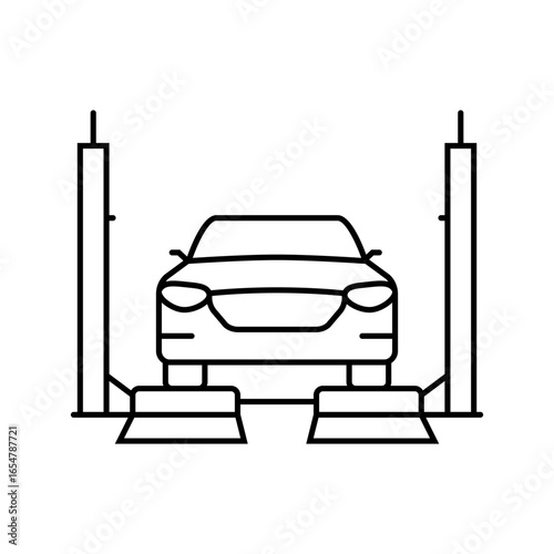 car lift repairs garage line icon vector illustration