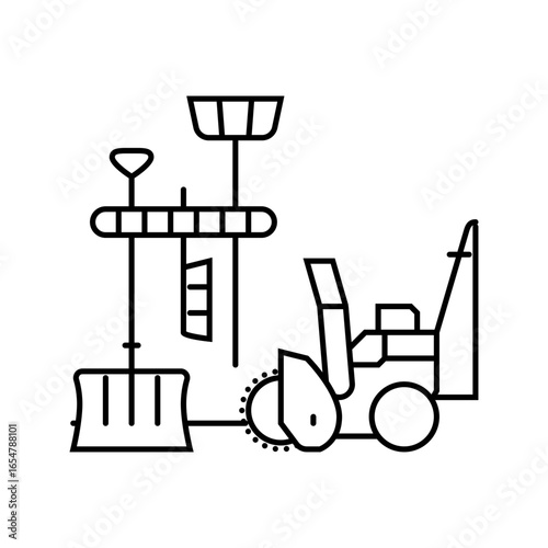snow shovel winter gear line icon vector illustration