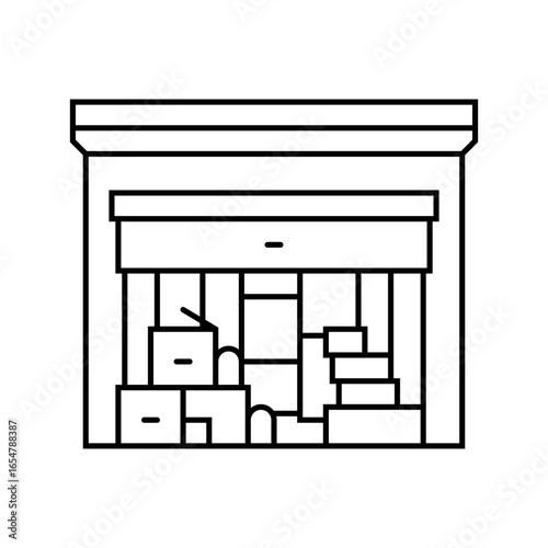 cluttered messy garage line icon vector illustration
