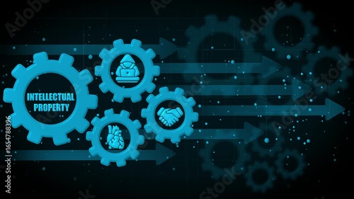 Intellectual Property Gears Innovation Collaboration Business Growth Technology Concept