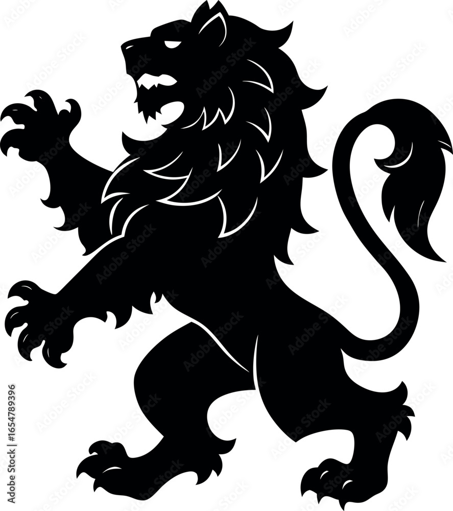 Fototapeta premium Majestic Silhouette of a Rampant Lion in a Powerful Pose
