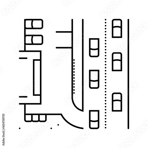 rest area highway road line icon vector illustration