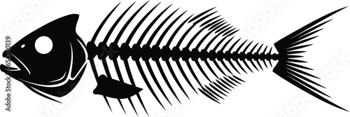 Vector art of detailed illustration of a fish skeleton