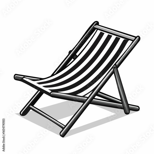 Black and white Wooden deck chair image vector isolated on a white background