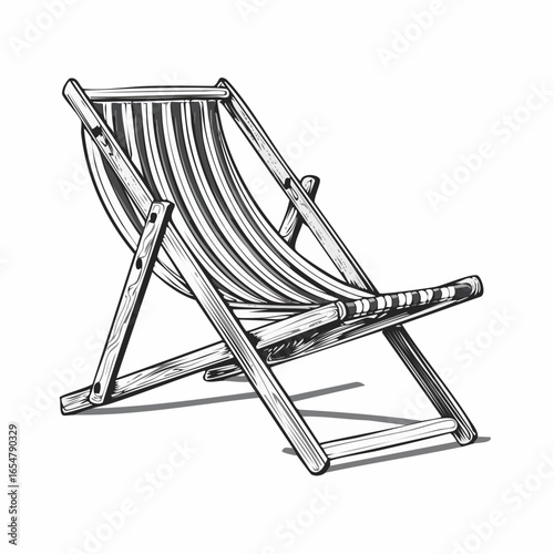 Wooden deck chair image vector isolated on a white background