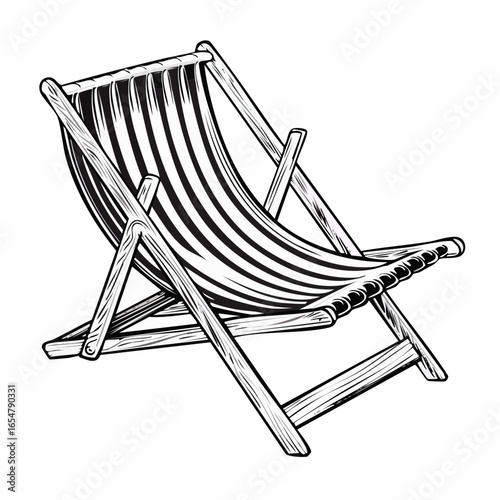 Wooden deck chair image vector isolated on a white background
