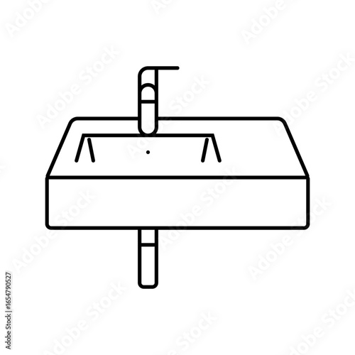 wall mounted sink line icon vector illustration