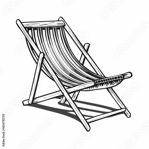 Wooden deck chair image vector isolated on a white background