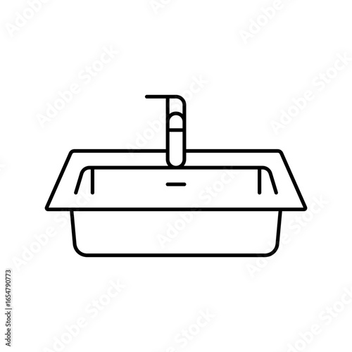 stainless steel sink line icon vector illustration