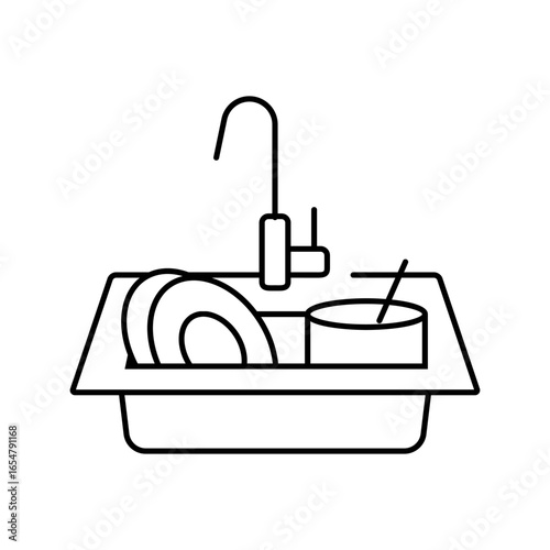clogged sink line icon vector illustration